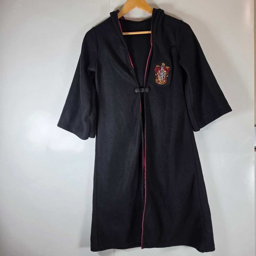 Harry Potter Gryffindor Robe Kids Costume Black Red Wizard Cloak Hooded Medium